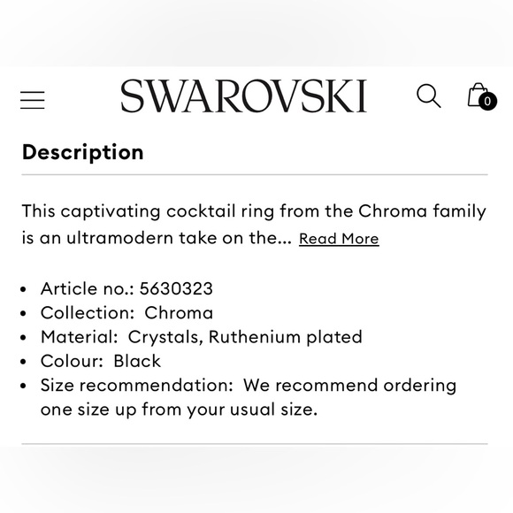 Swarovski Crystal black ring - Picture 7 of 8